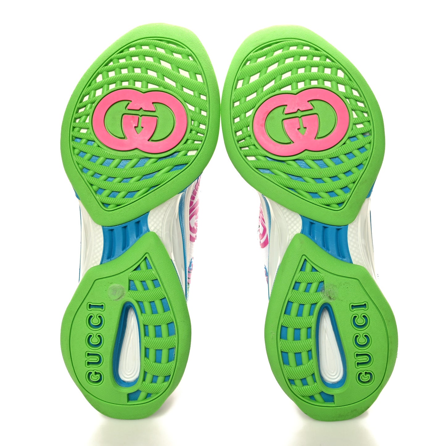Technical Knit Fabric Waves Womens Gucci Run Sneakers 38.5 Multicolor