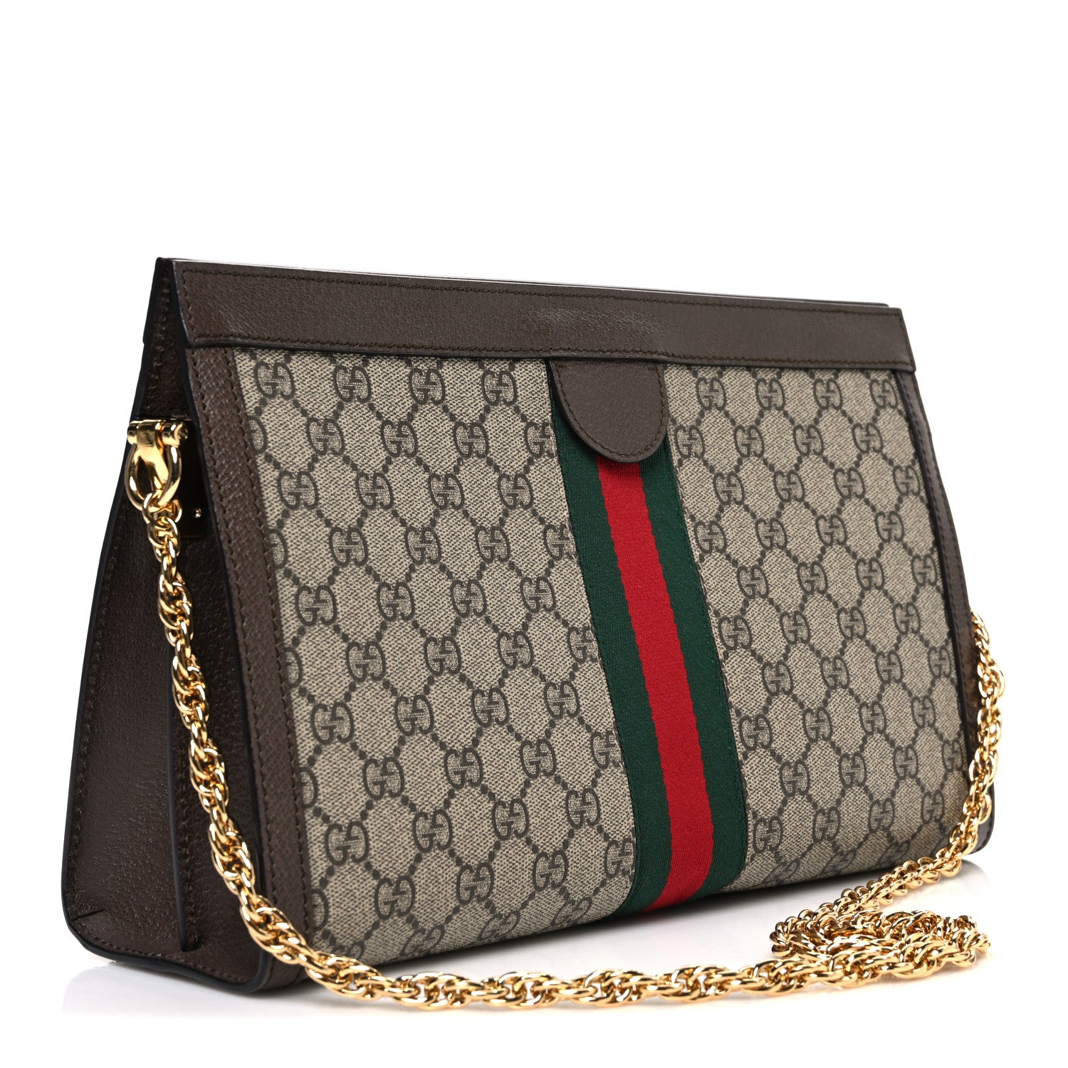 Gucci GG Supreme Monogram Web Medium Ophidia Chain Shoulder Bag Brown 3 of 10