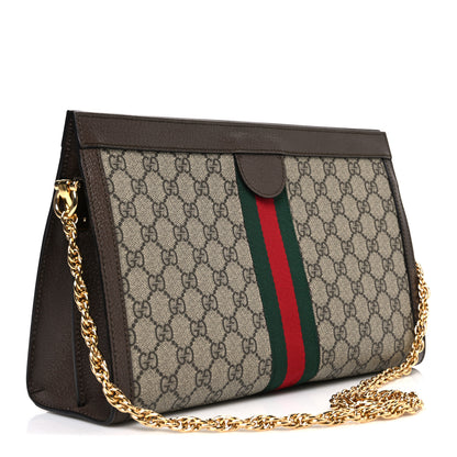 Gucci GG Supreme Monogram Web Medium Ophidia Chain Shoulder Bag Brown 3 of 10