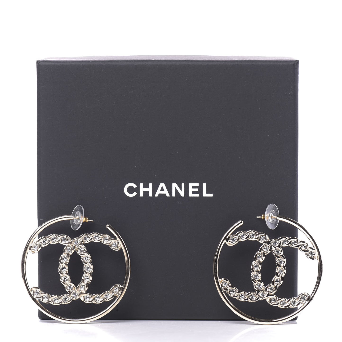 Crystal High Society CC Hoop Earrings Gold