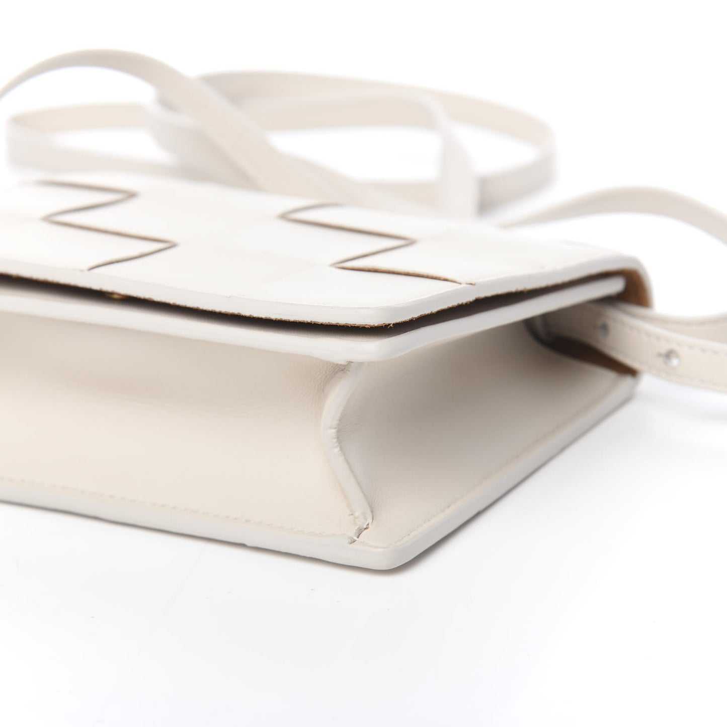 Lambskin Maxi Intrecciato Mini Cassette Crossbody Bag White