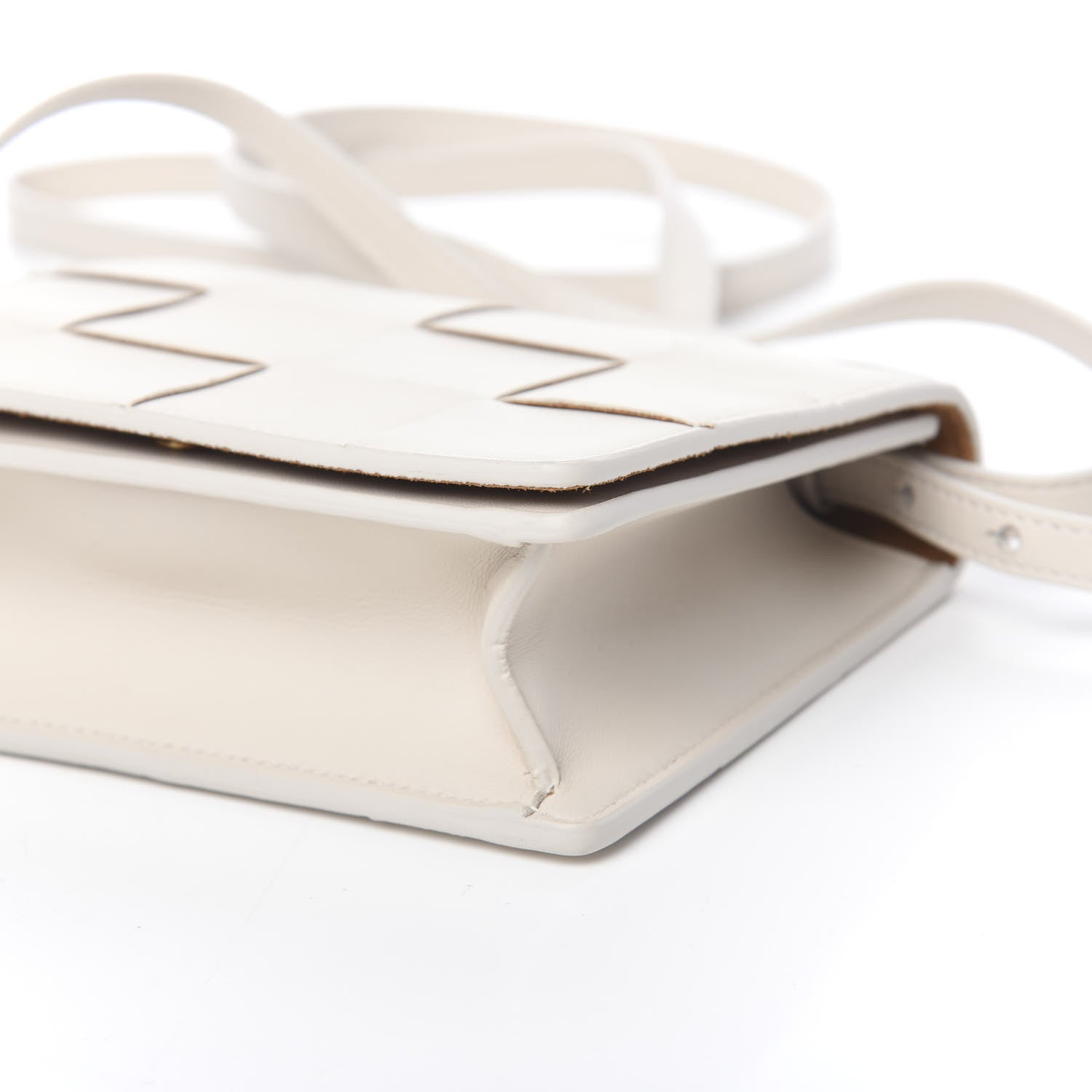 Bottega Veneta Lambskin Maxi Intrecciato Mini Cassette Crossbody Bag White 8 of 9