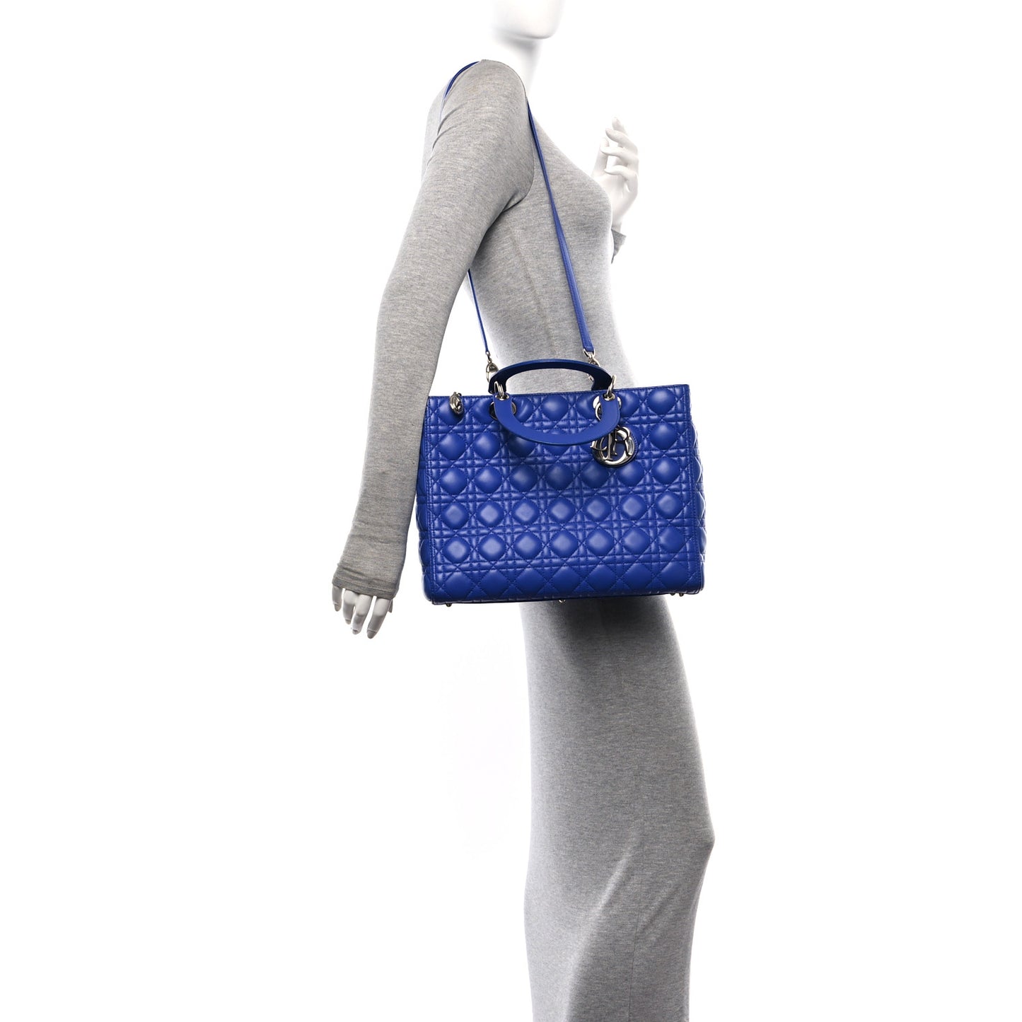 Lambskin Cannage Large Lady Dior Blue