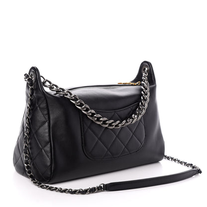 Chanel Calfskin Chain 20s Signature Hobo Black 3 of 11