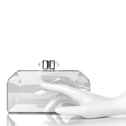 Judith Leiber Acrylic Faceted Box Clutch Silver 2 of 10