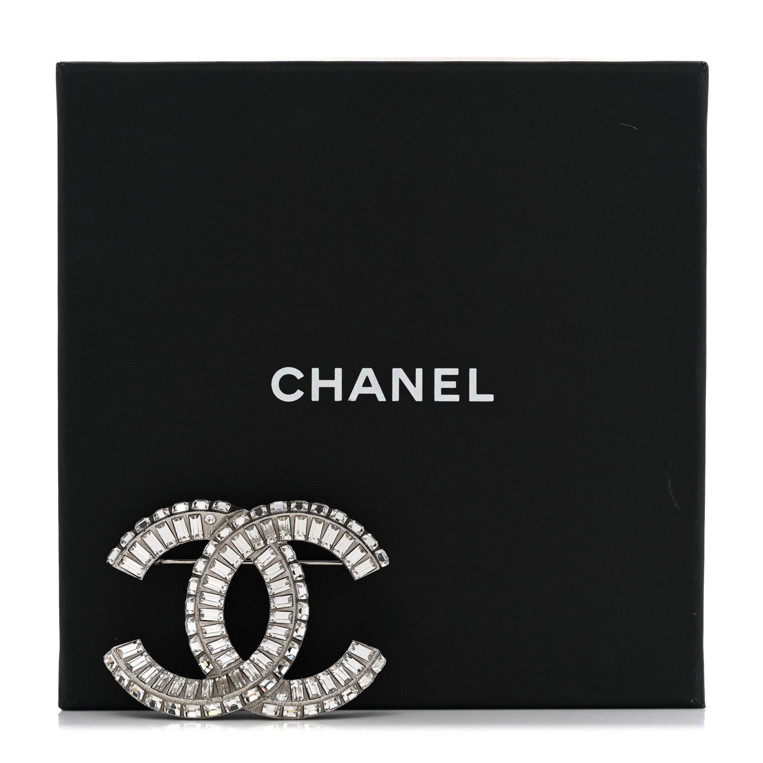 Chanel Baguette Crystal CC Brooch Silver 5 of 5