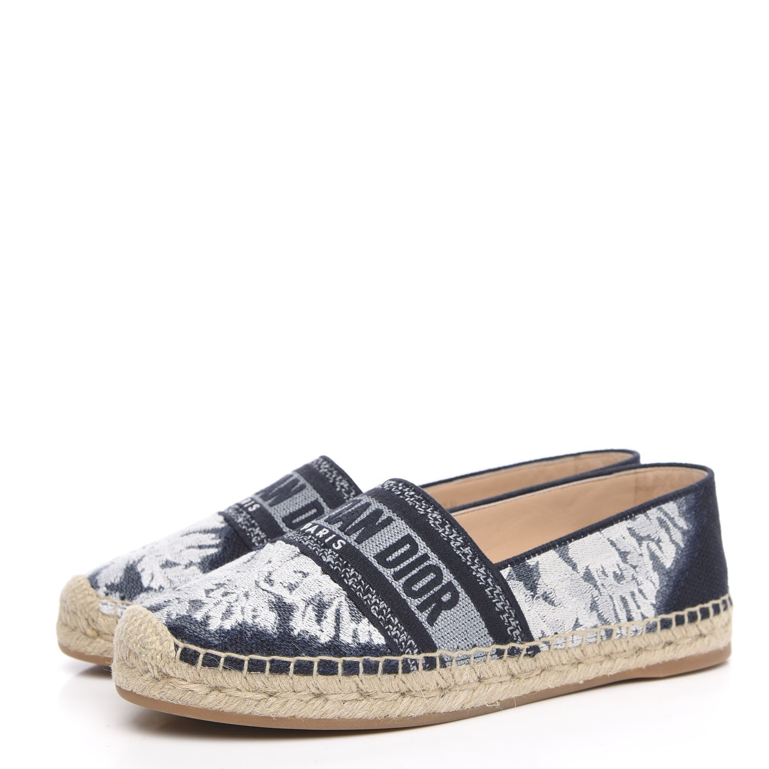 Christian Dior Canvas Tie and Dior Embroidered Granville 15mm Espadrilles 38 Denim 3 of 8