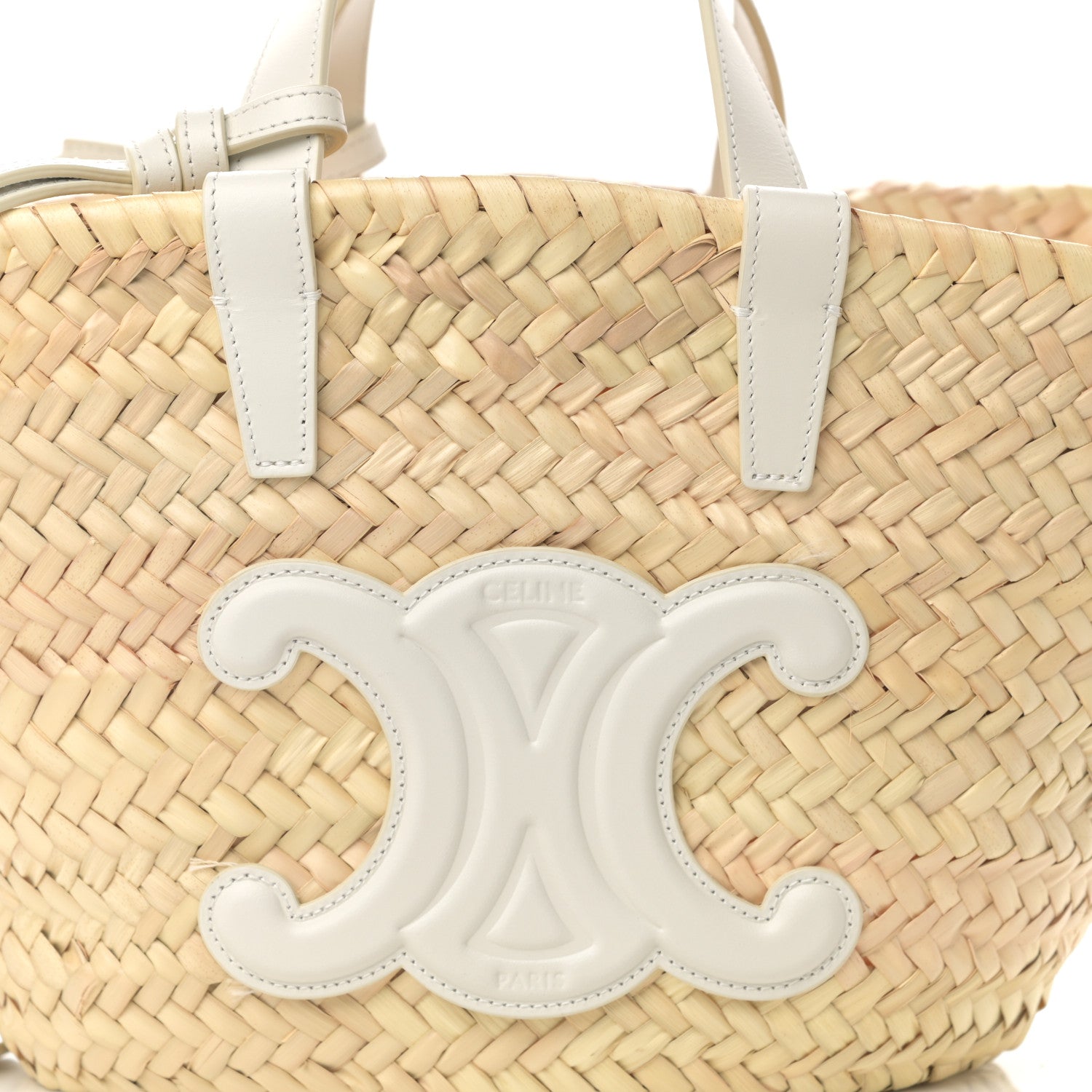 Celine Raffia Calfskin Triomphe Teen Panier White 7 of 11