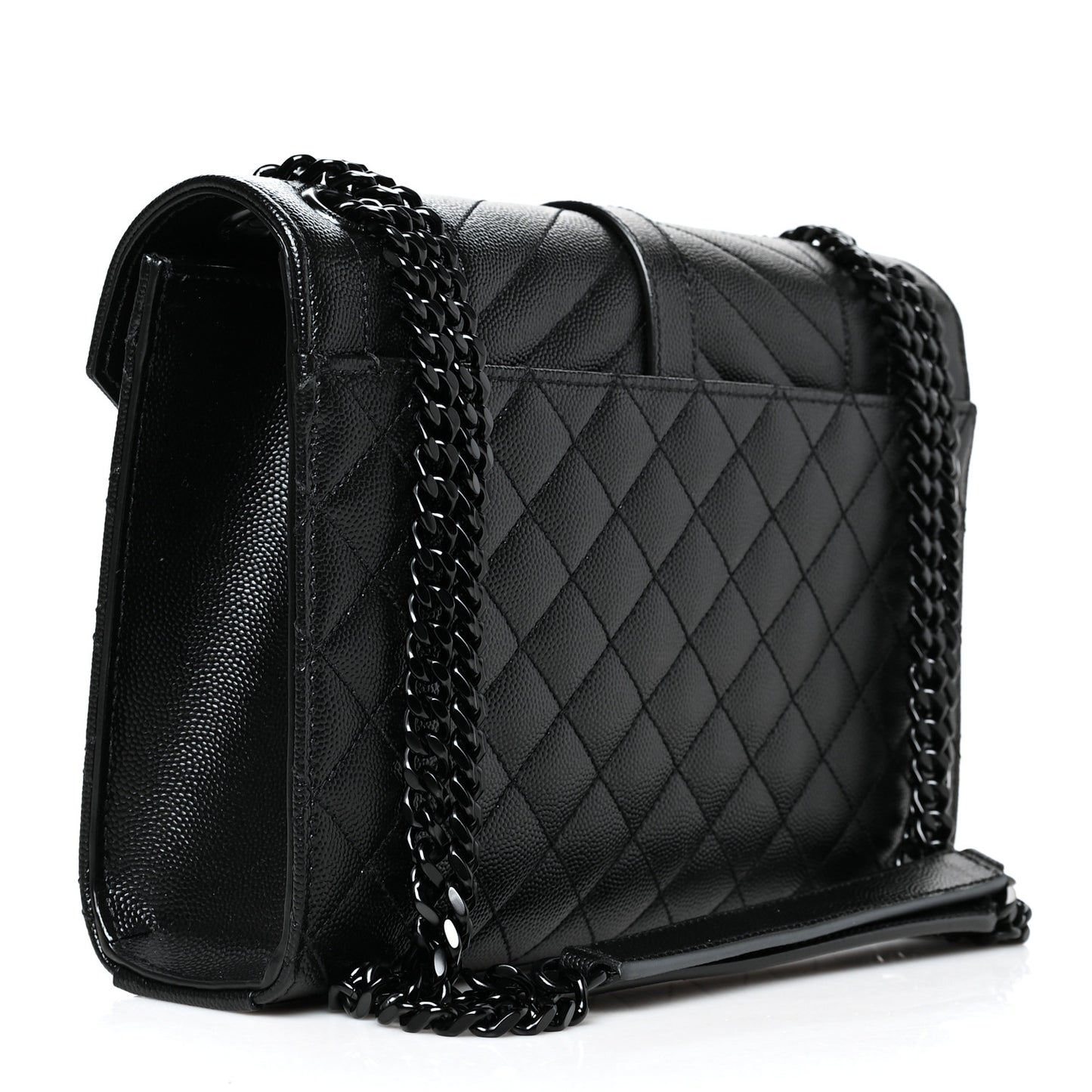 Grain De Poudre Textured Mixed Matelasse Triquilt Medium Monogram Satchel Black
