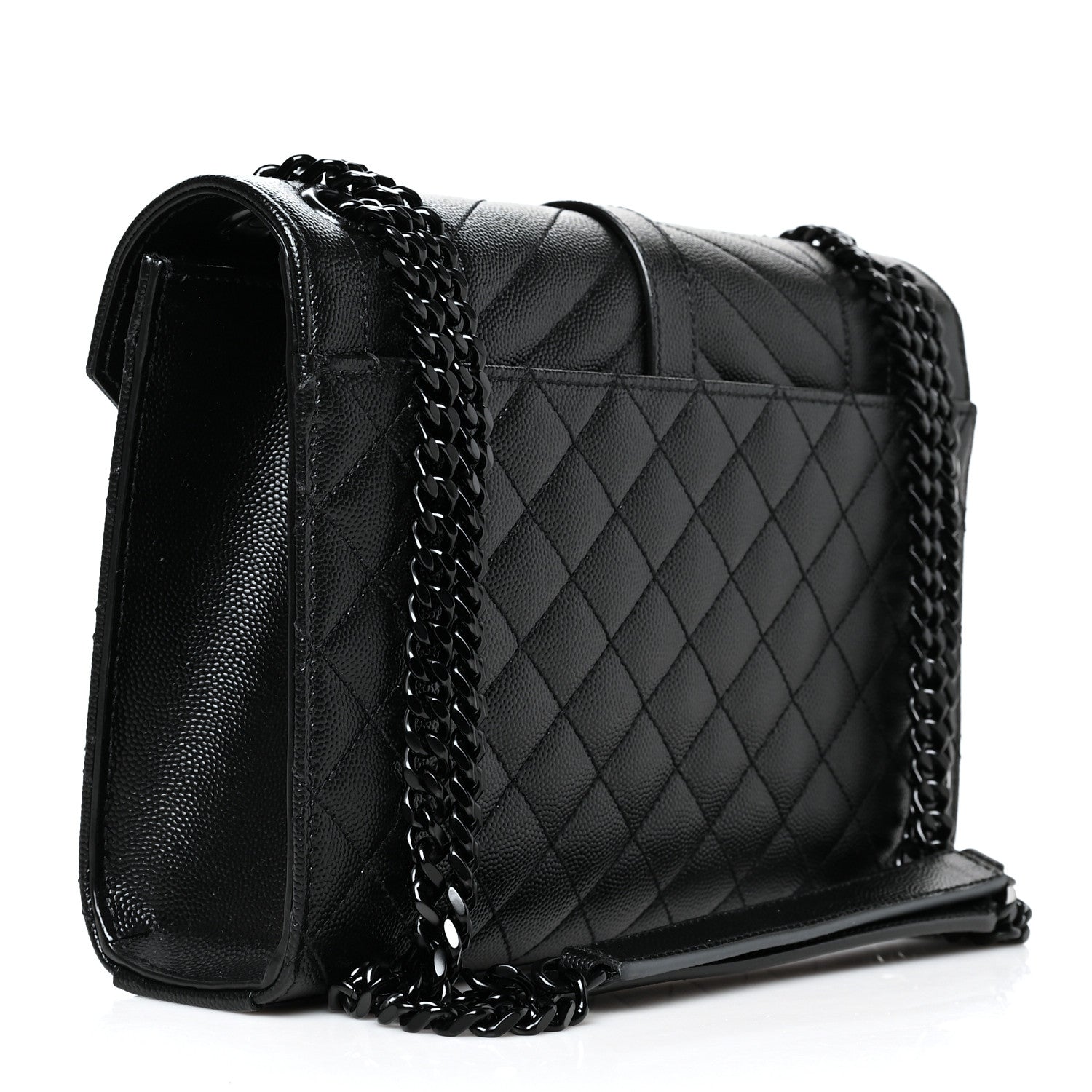 Saint Laurent Grain De Poudre Textured Mixed Matelasse Triquilt Medium Monogram Satchel Black 3 of 9
