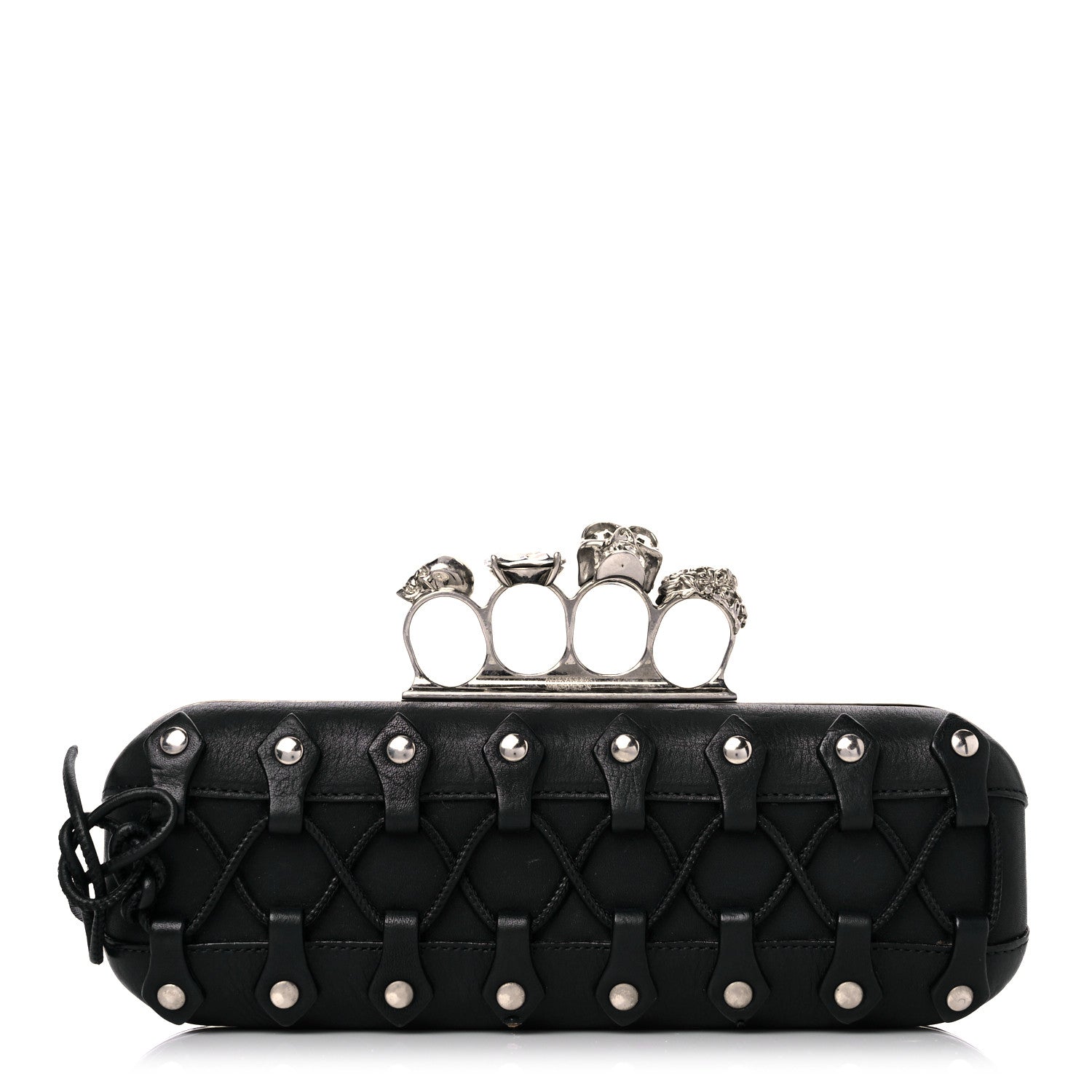 Alexander McQueen Lambskin Lace-Up Knucklebox Clutch Black 1 of 19