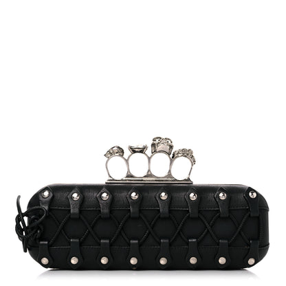 Alexander McQueen Lambskin Lace-Up Knucklebox Clutch Black 1 of 19