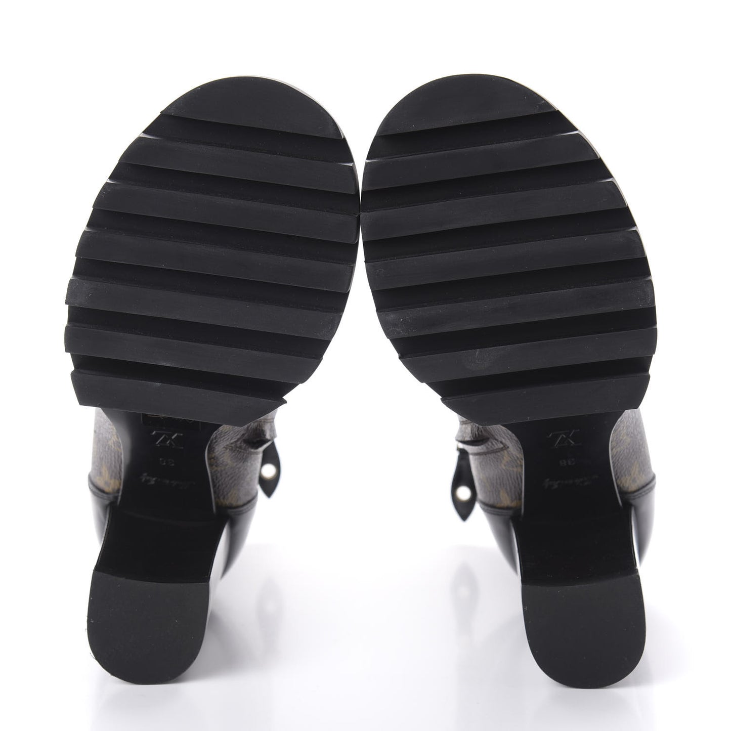 Patent Calfskin Monogram Star Trail Ankle Boots 38 Black