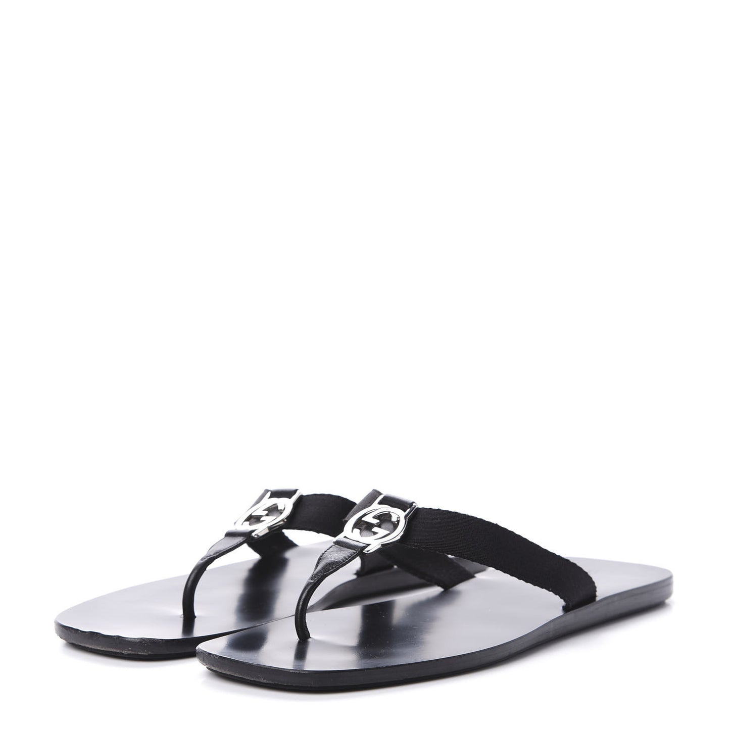 Patent Calfskin Cardinal Thong Sandals 39 Black