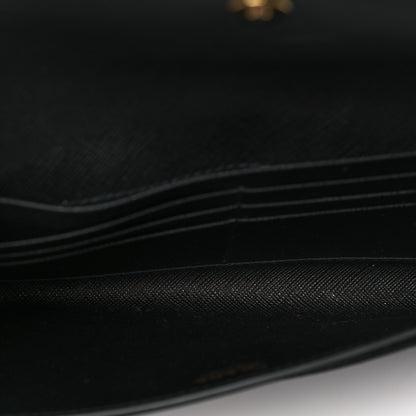 Prada Saffiano Envelope Wristlet Crossbody Wallet Black 5 of 7