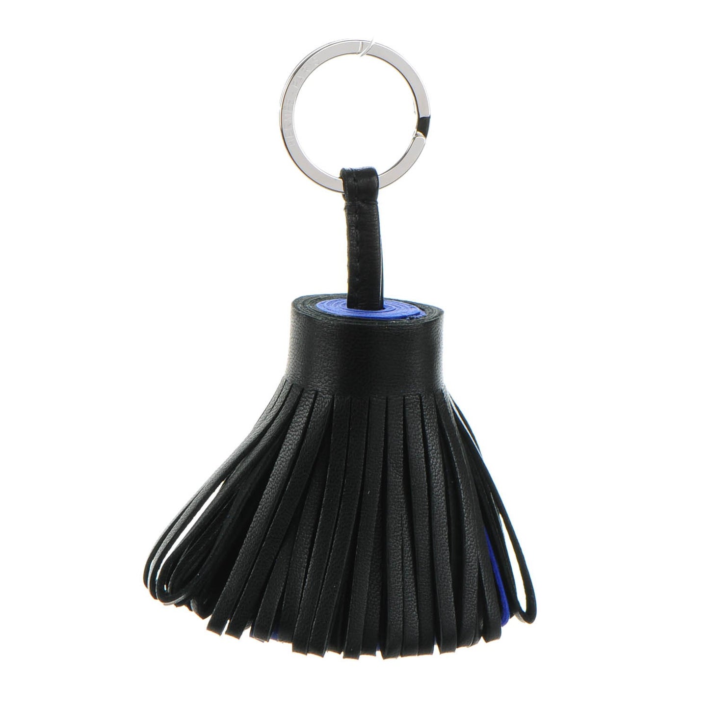 Lambskin Bi-Color Carmen Tassel Key Holder Black Bleu Electrique