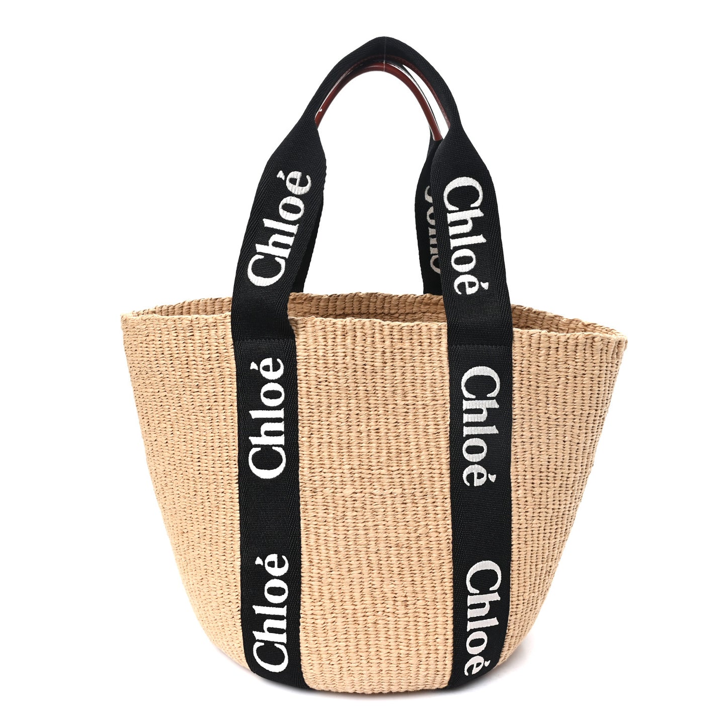 Raffia Large Woody Tote Black