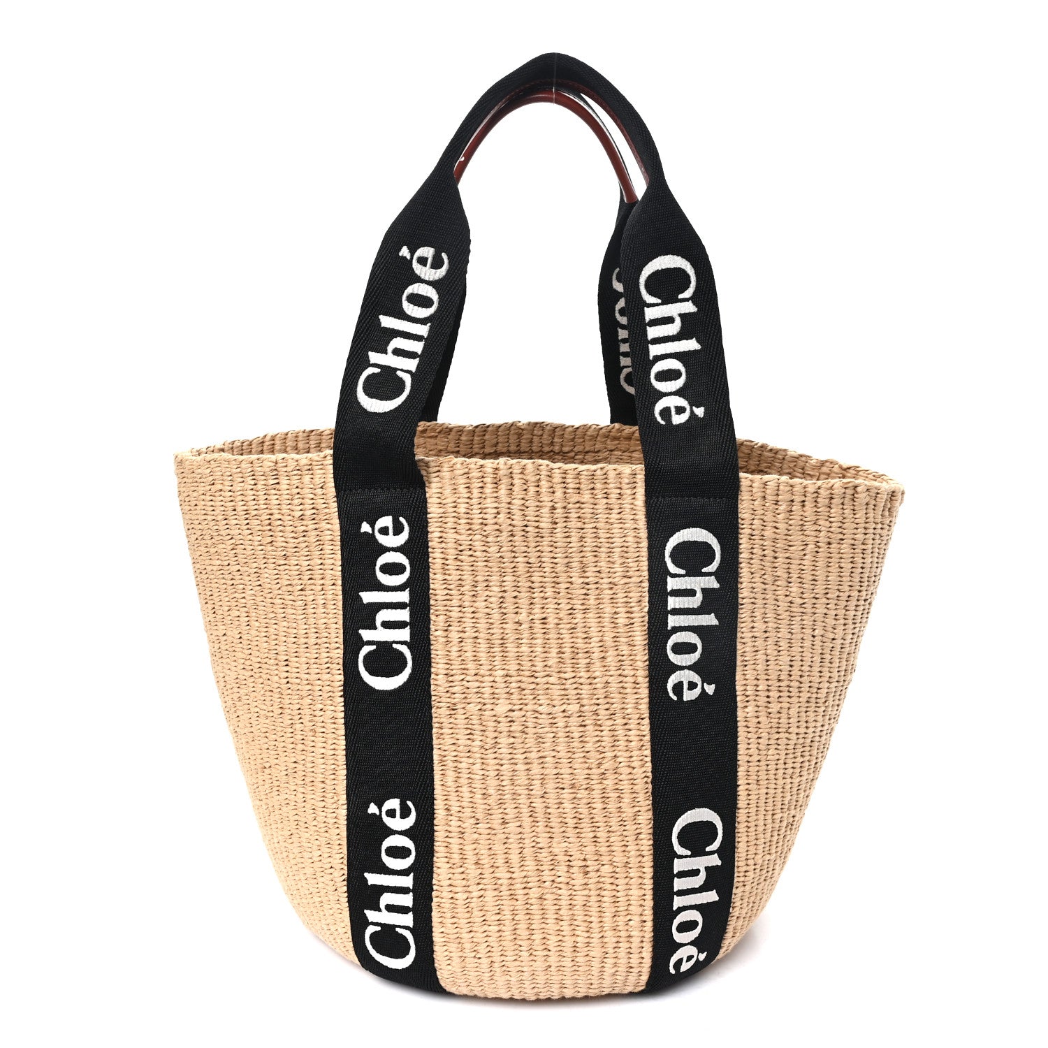 Chloe Raffia Large Woody Tote Black 1 of 11