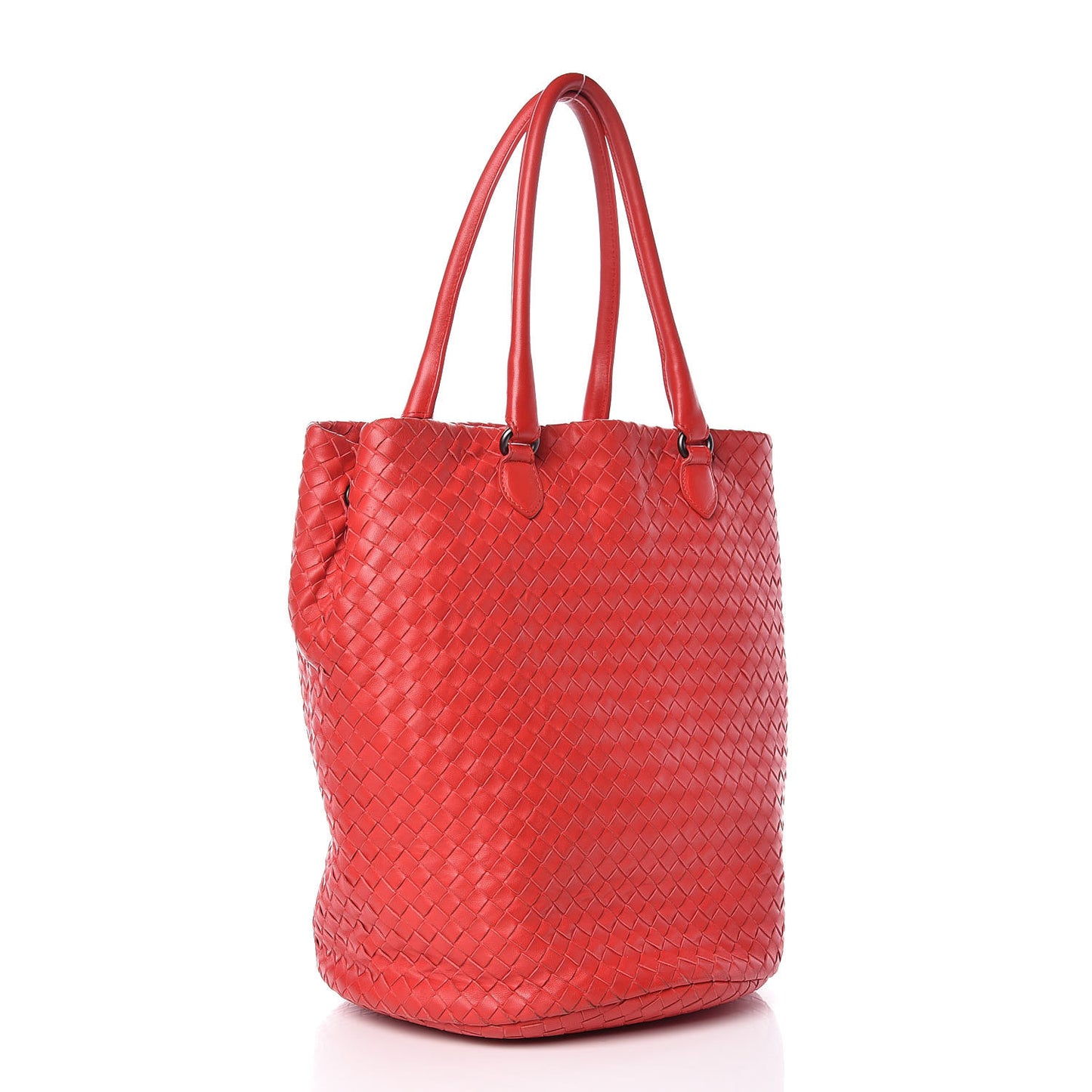 Nappa Intrecciato Double Handle Bucket Bag New Red