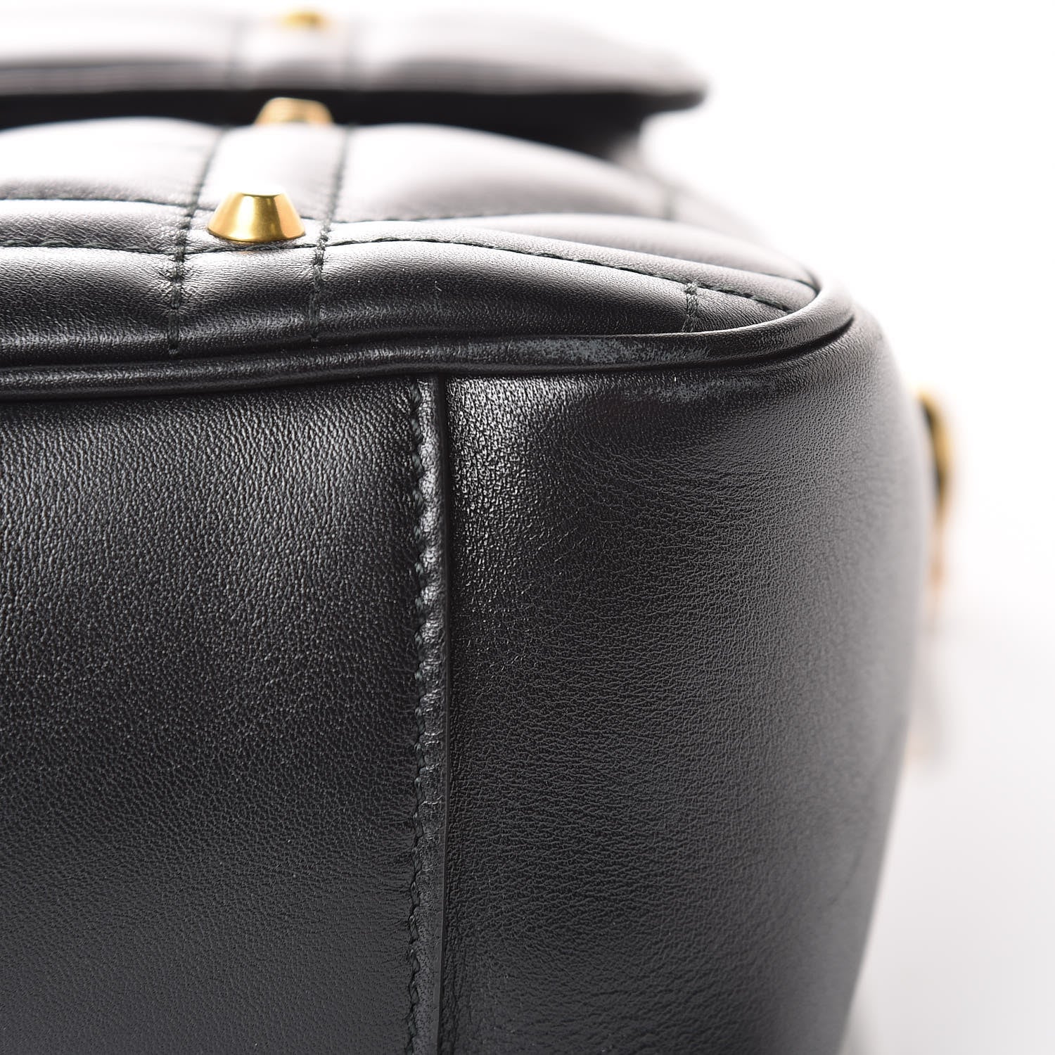 Gucci Calfskin Matelasse Studded Medium GG Marmont Shoulder Bag Black 13 of 13