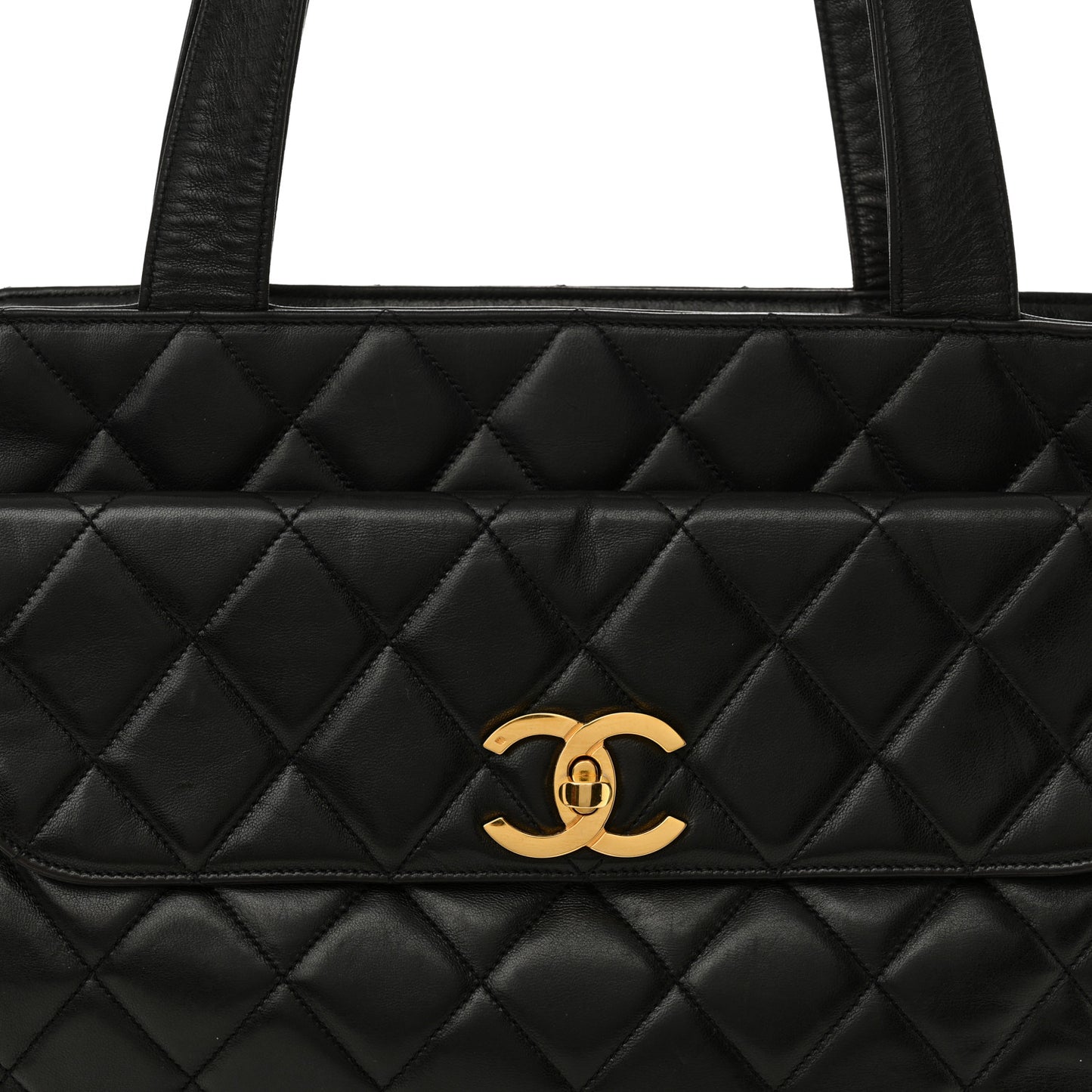 Lambskin Quilted CC Shoulder Bag Black