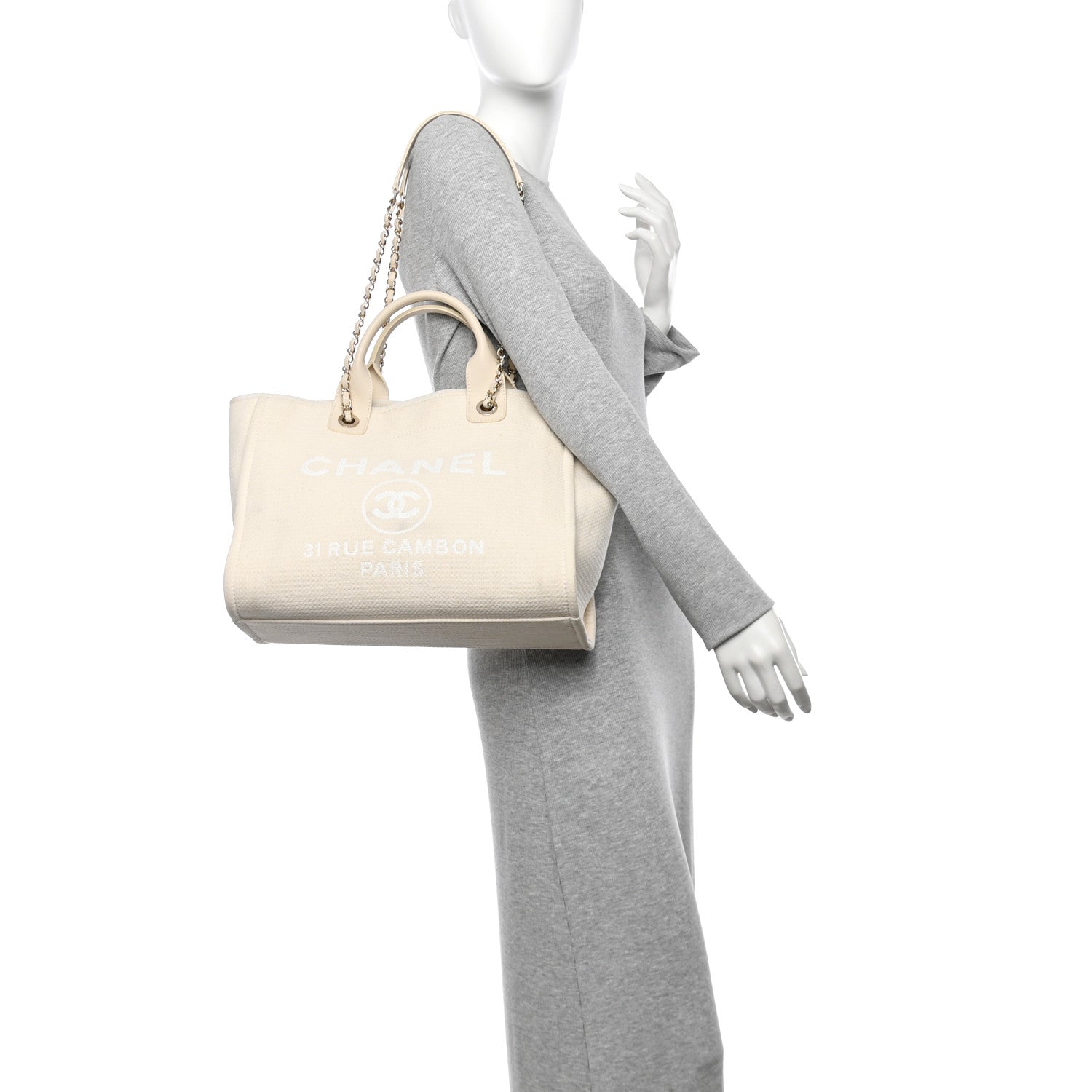 Chanel Mixed Fibers Medium Deauville Tote White 2 of 11
