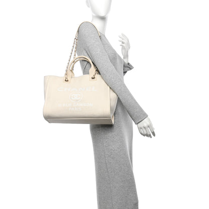 Chanel Mixed Fibers Medium Deauville Tote White 2 of 11