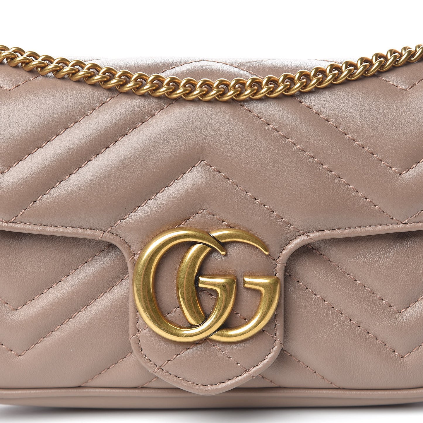 Calfskin Matelasse Super Mini GG Marmont Shoulder Bag Porcelain Rose