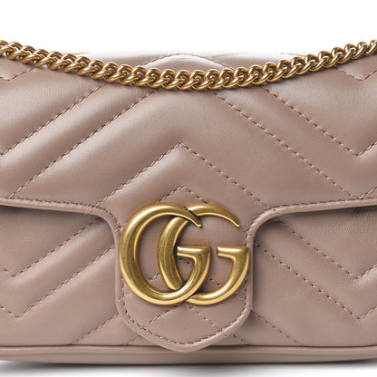 Gucci Calfskin Matelasse Super Mini GG Marmont Shoulder Bag Porcelain Rose 10 of 11