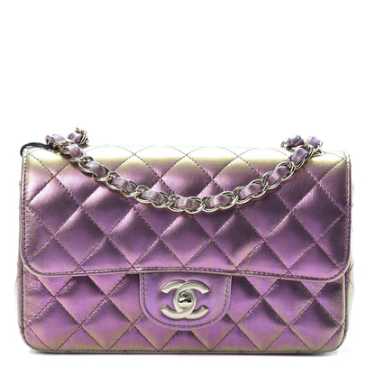 Chanel Iridescent Lambskin Quilted Mini Rectangular Flap Purple 1 of 12