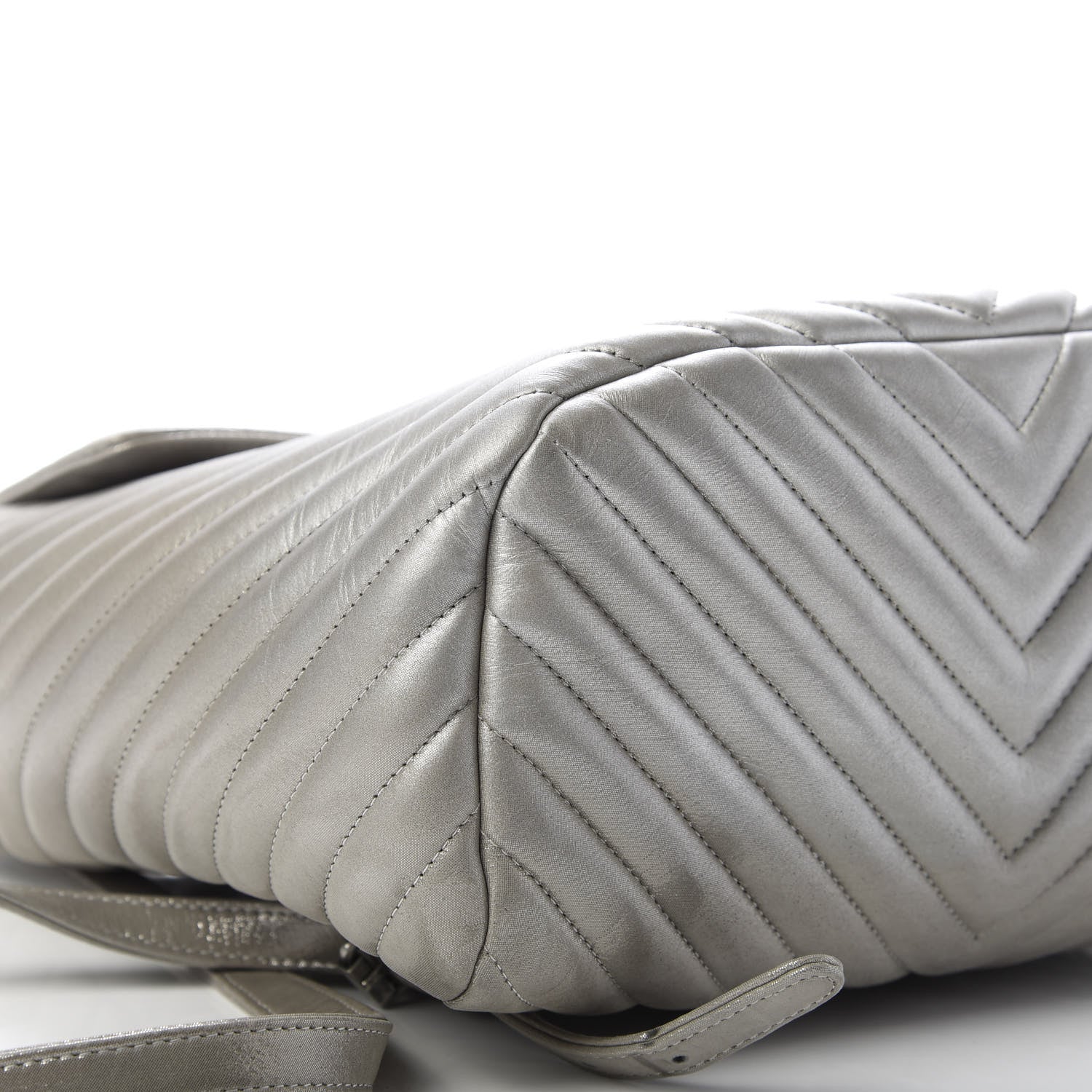 Chanel Metallic Iridescent Calfskin Chevron Quilted Small Urban Spirit Backpack Silver 6 of 7