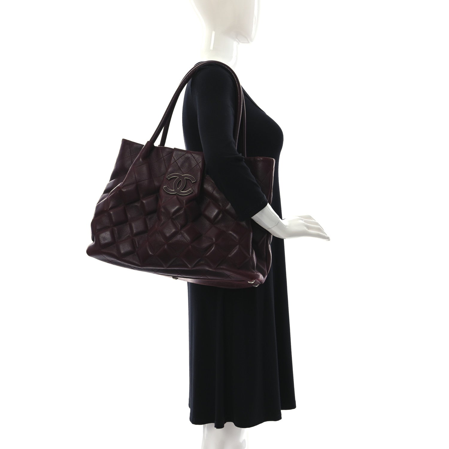 Chanel Calfskin Small Sloane Square Tote Burgundy 2 of 11