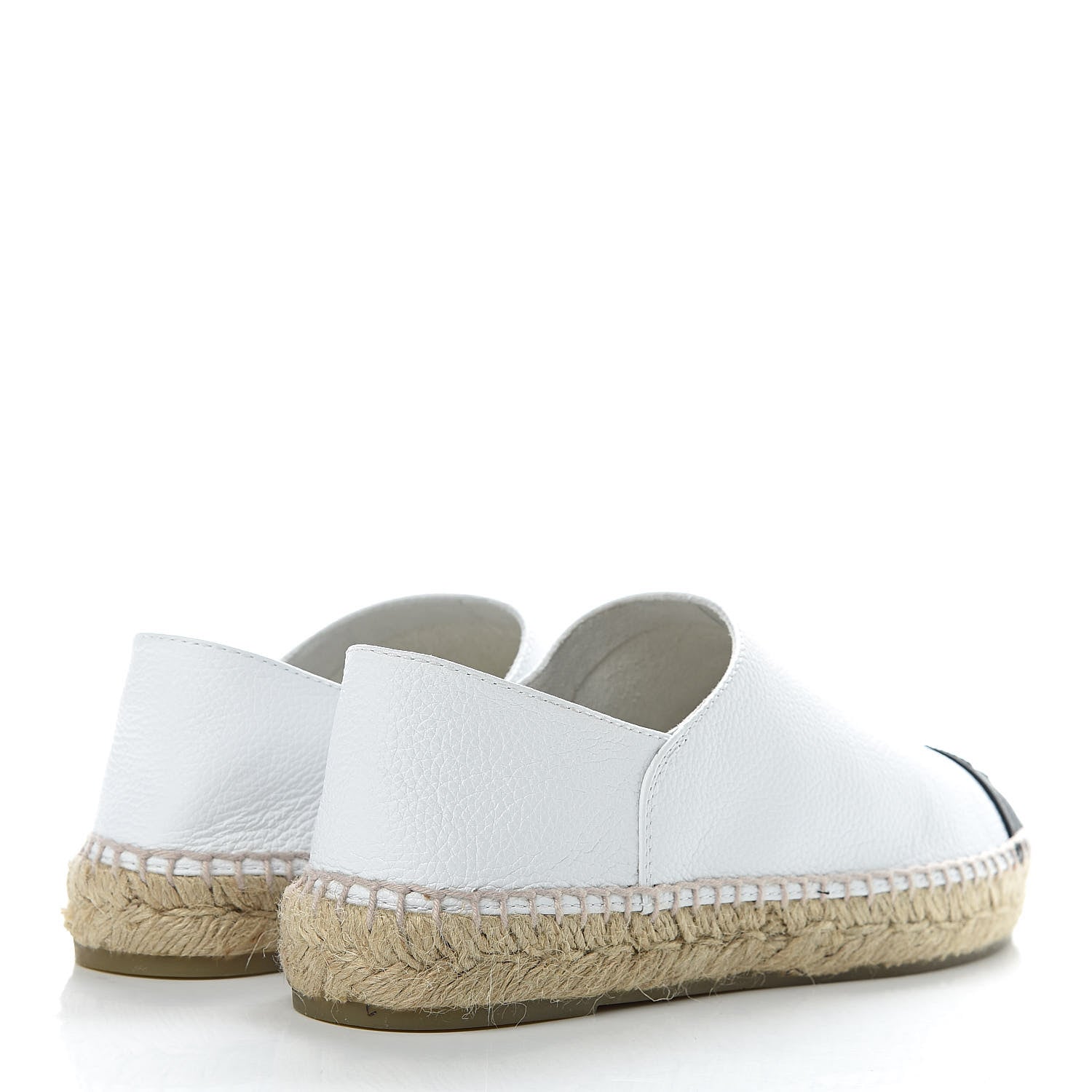 Chanel Grained Calfskin CC Espadrilles 38 White Black 4 of 10