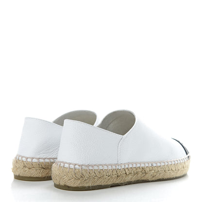 Chanel Grained Calfskin CC Espadrilles 38 White Black 4 of 10