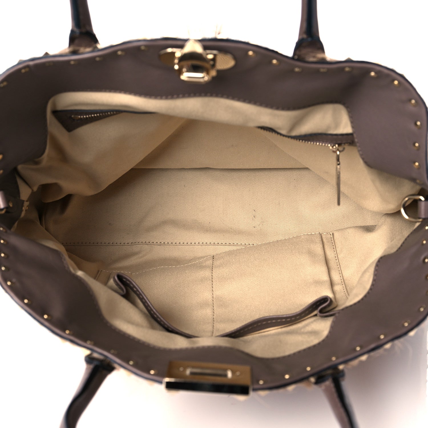 Valentino Garavani Calf Hair Cavallino Animal Rockstud Dome Satchel Brown 5 of 9
