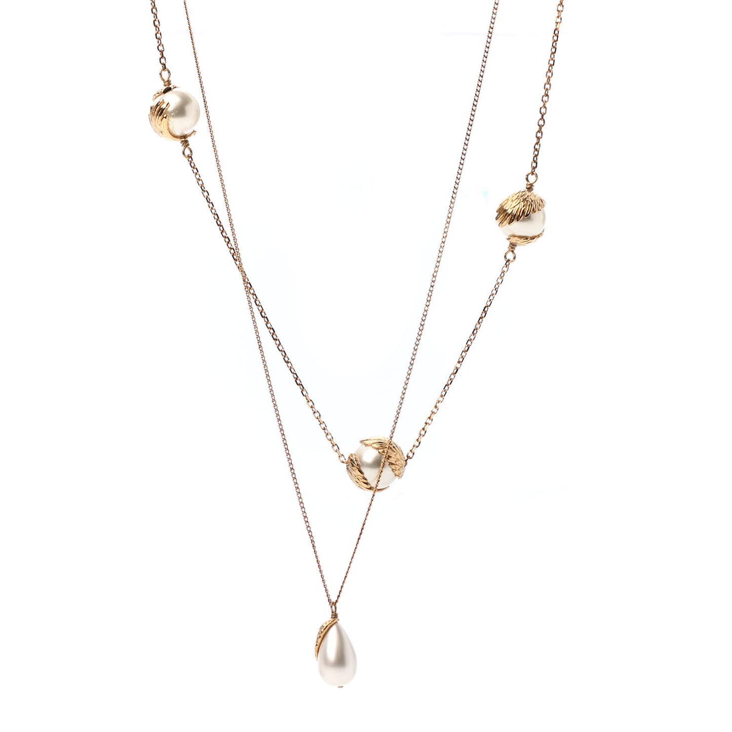 Pearl Angels Long Necklace Gold
