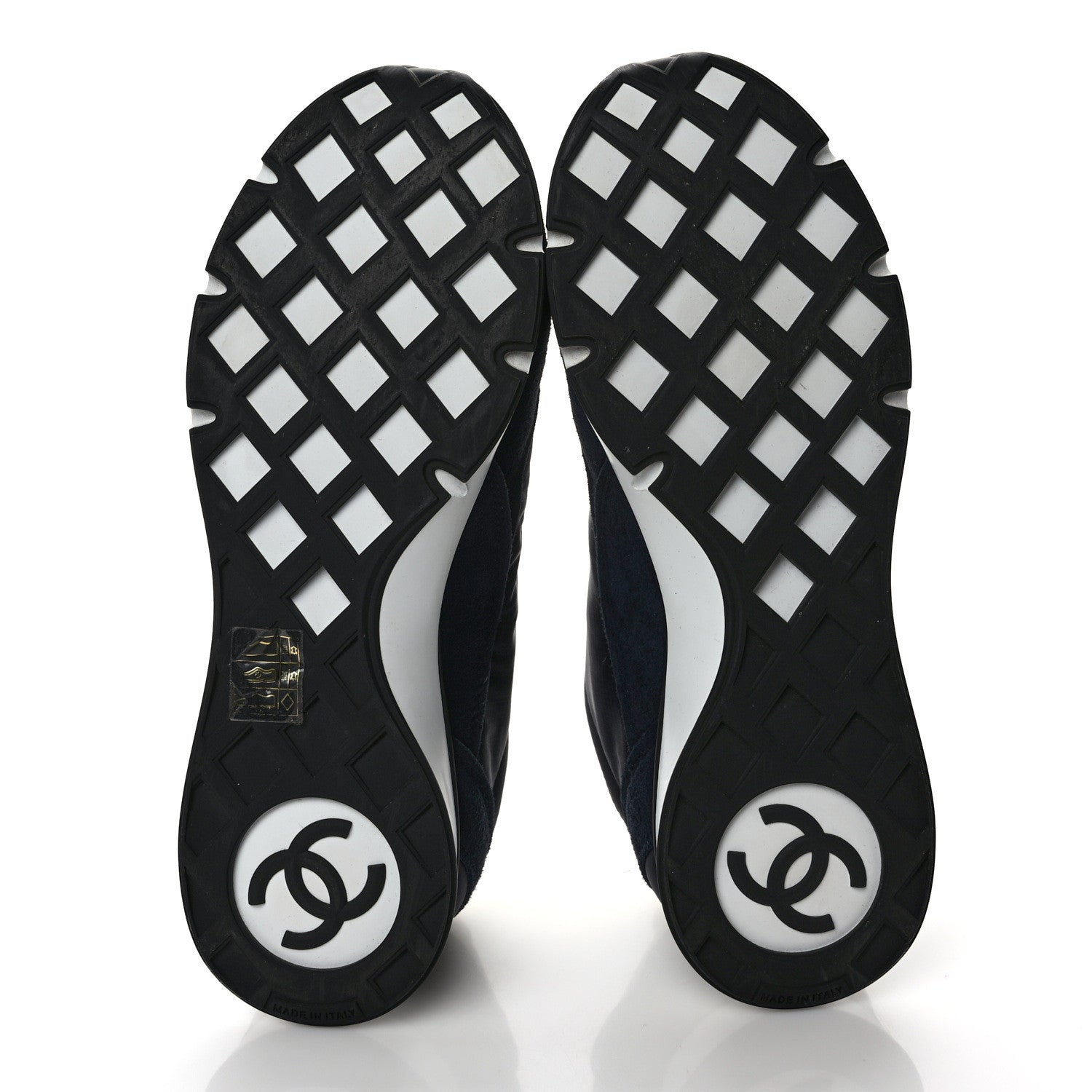Chanel Nylon Suede Kidskin Calfskin Logo Sneakers 37 Dark Navy Blue Navy Blue Black 5 of 9