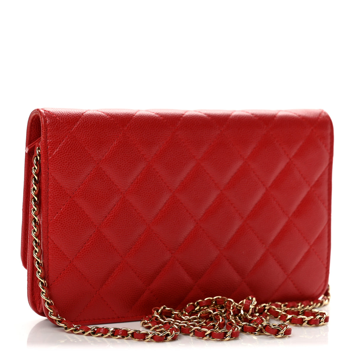Chanel Caviar Quilted Golden Class Wallet On Chain WOC Red 3 of 14