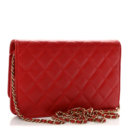 Chanel Caviar Quilted Golden Class Wallet On Chain WOC Red 3 of 14