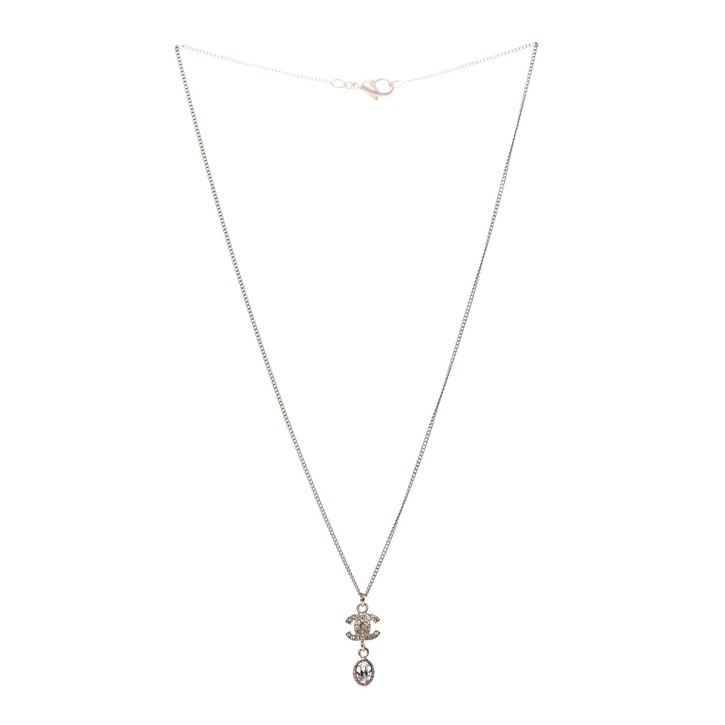 Crystal CC Pendant Necklace Gold