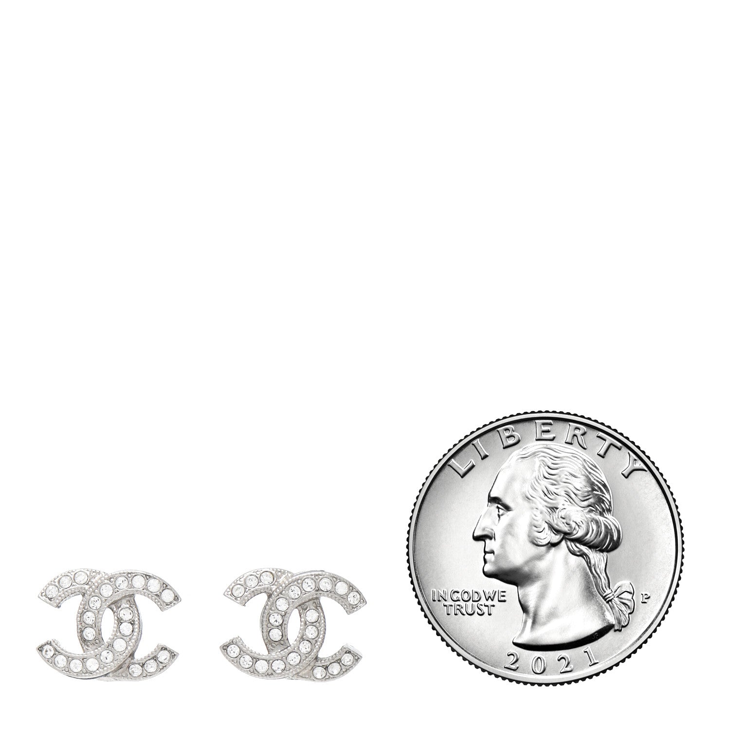Chanel Crystal CC Earrings Silver 2 of 5