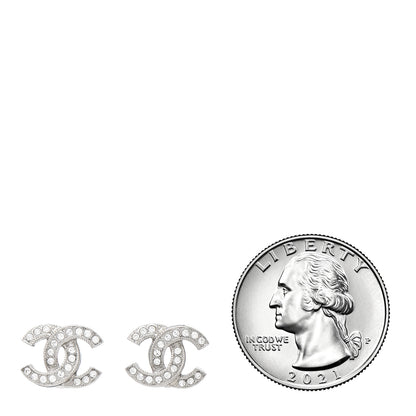 Chanel Crystal CC Earrings Silver 2 of 5