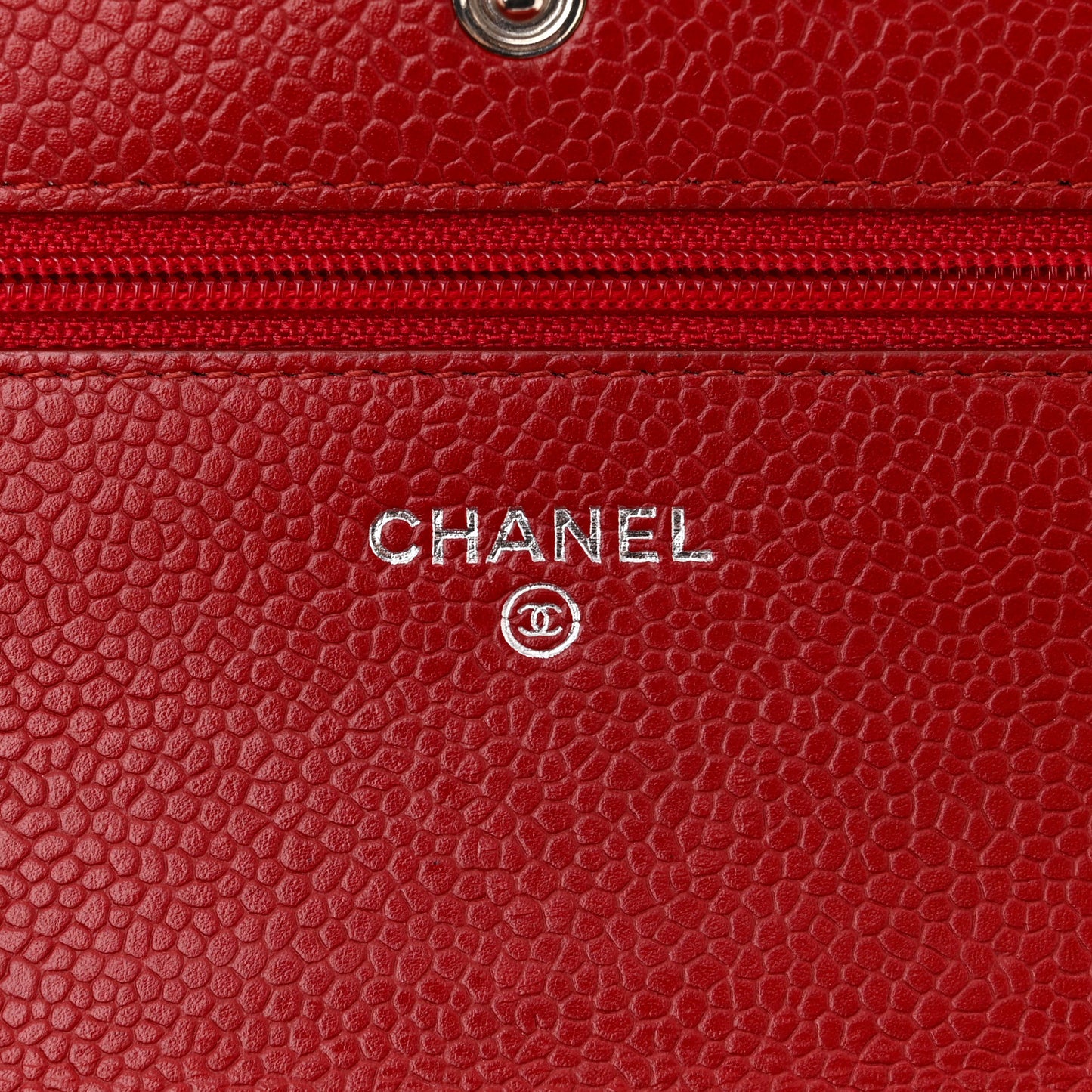 Caviar Quilted Wallet on Chain WOC Red