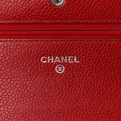 Chanel Caviar Quilted Wallet on Chain WOC Red 6 of 11