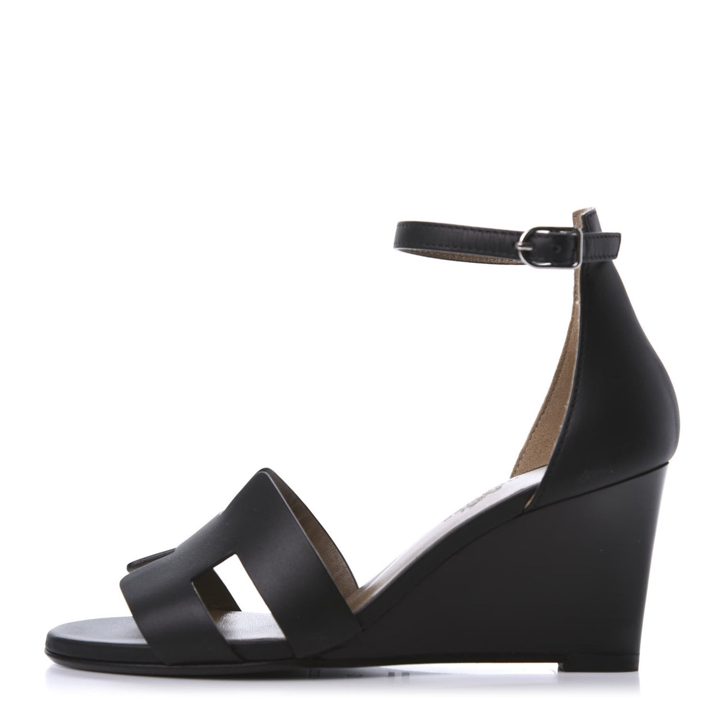 Calfskin Legend Wedge Sandals 34 Black