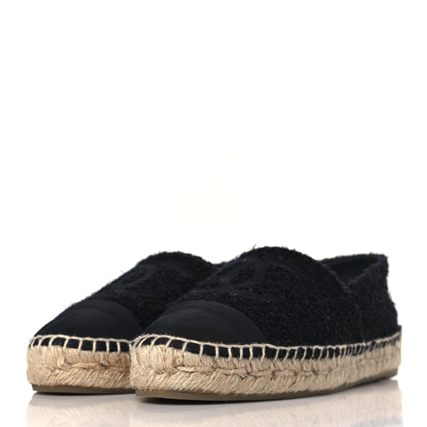 Tweed Lambskin CC Espadrilles 37 Black
