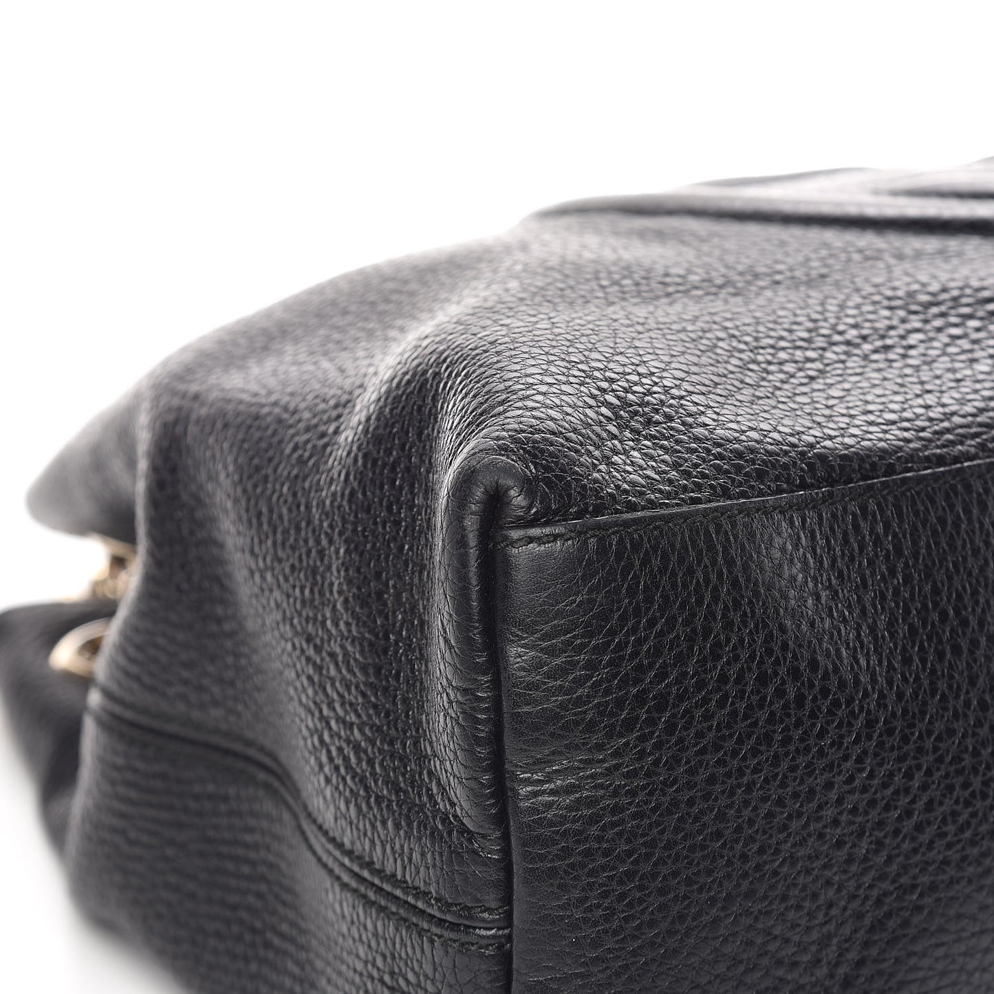Pebbled Calfskin Medium Soho Chain Shoulder Bag Black