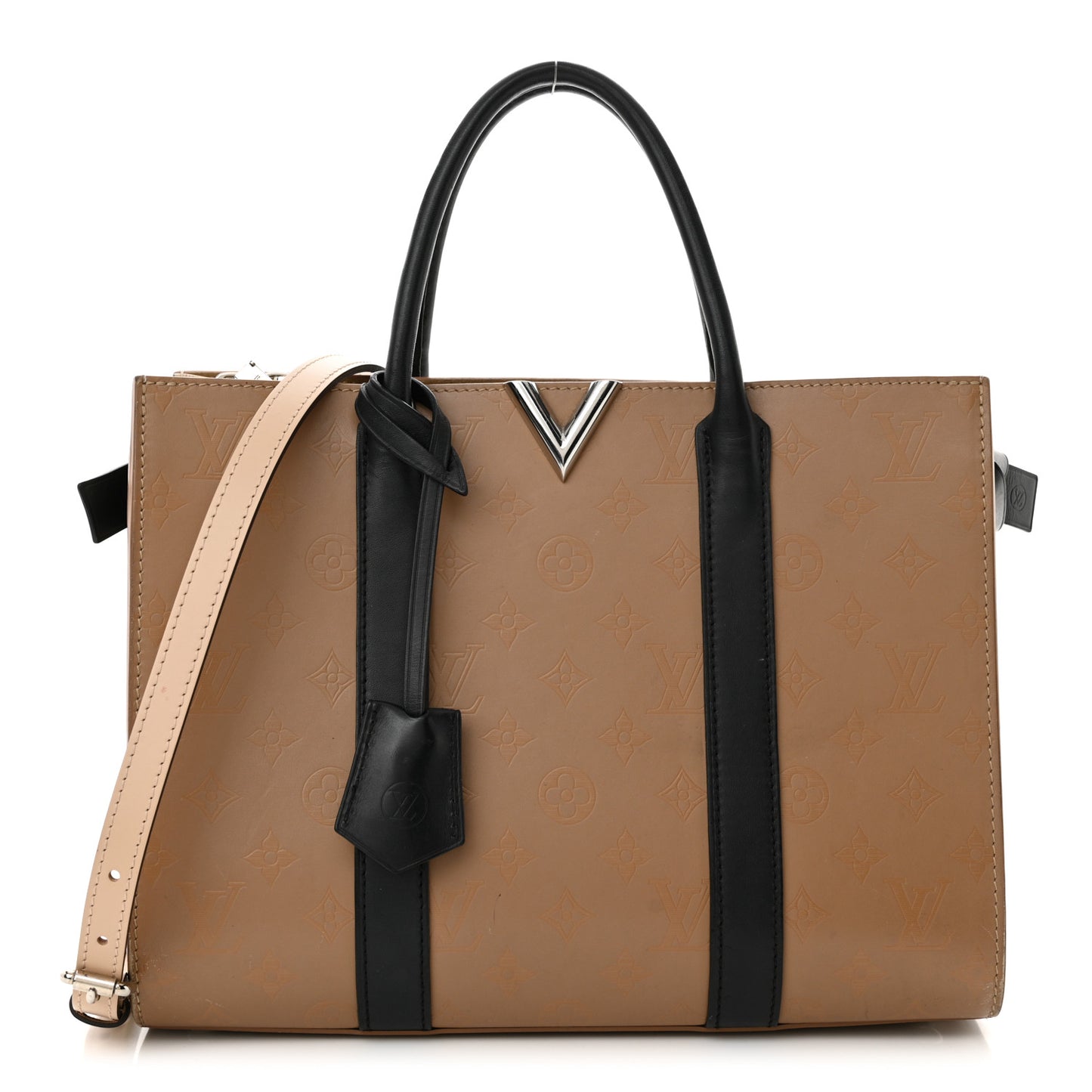 Monogram Cuir Plume Very Tote MM Sesame Creme
