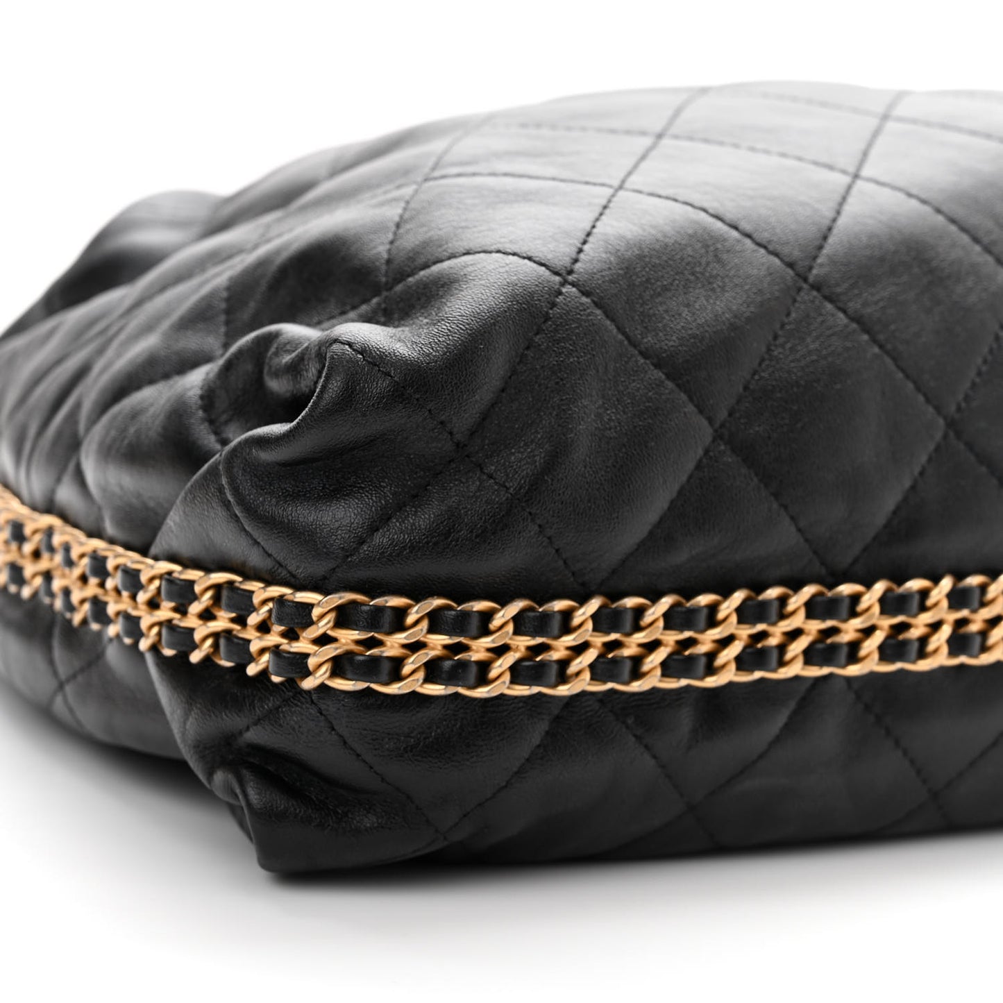 Calfskin Quilted Coco Shelter Bowling Bag Black