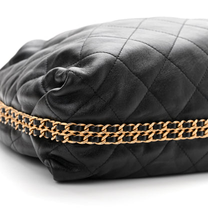 Chanel Calfskin Quilted Coco Shelter Bowling Bag Black 9 of 10